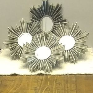 Silver/Gray Sunburst Wall Mirrors